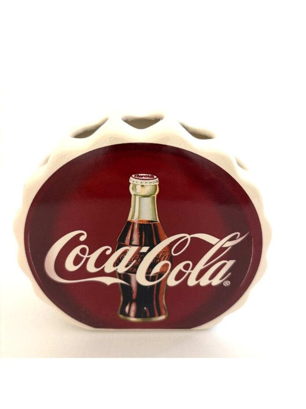 Vintage Coca-Cola Bottle Cap Ceramic Toothbrush Holder 5 Hole Bathroom Caddy